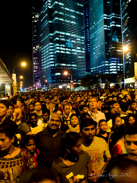 Crowd at the firework Marina Bay Sands Singapore 2012